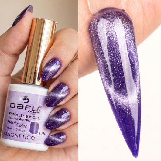 Esmalte em gel Magnético Roxo Heat Color 09 10ml Dafu para unhas