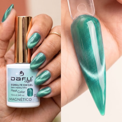 Esmalte em gel Magnético Verde Água Heat Color 02 10ml Dafu