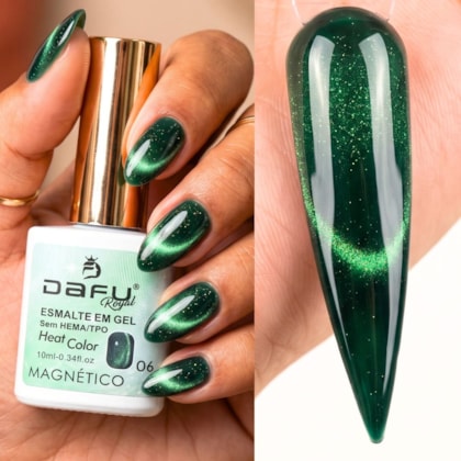 Esmalte em gel Magnético Verde Heat Color 06 10ml Dafu
