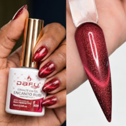 Esmalte em gel Magnético Vermelho Purpura Encanto Rubi  09 10ml Dafu