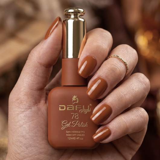 Esmalte em gel Marrom Avelã 78 Dafu 12ml Infinito Glow para unhas
