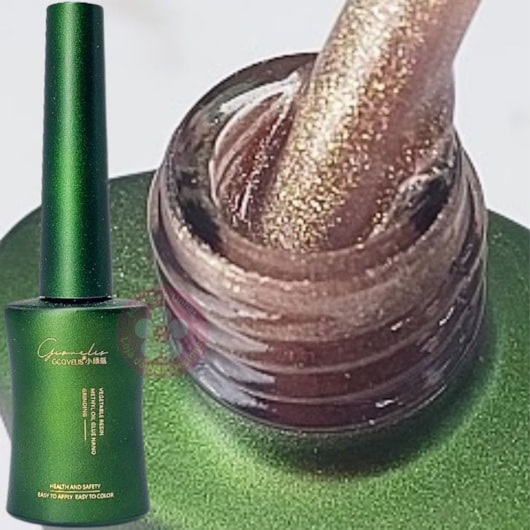 Esmalte em Gel Marrom C/ Glitter Dourado 107 Gcovelis 12ml para unhas