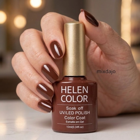Esmalte em gel Marrom Cacau Helen Color Soak Off para unhas