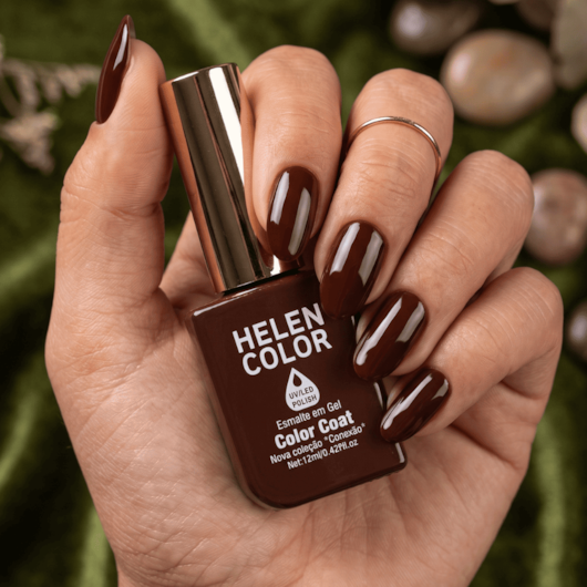 Esmalte em gel Marrom Café Helen Color 12ml Conexão 259 para unhas