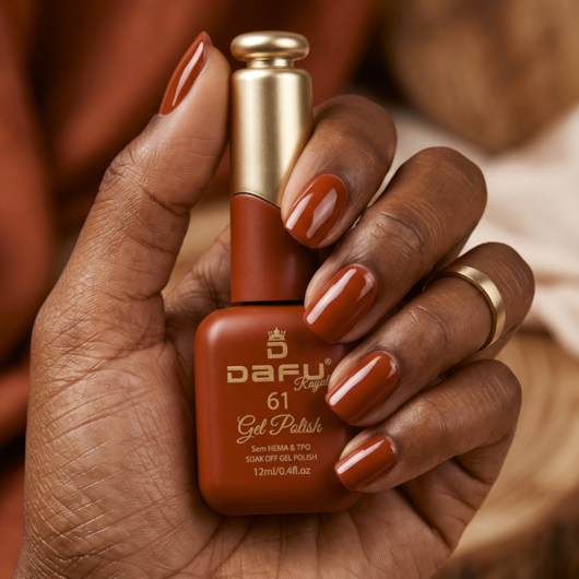 Esmalte em gel Marrom Canela 61 Dafu 12ml Infinito Glow para unhas
