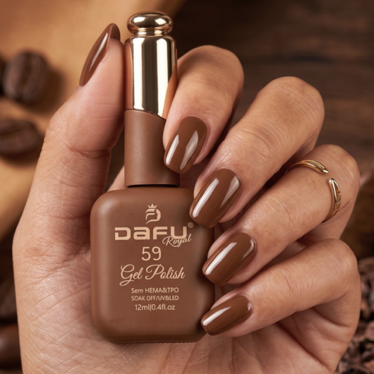 Esmalte em gel Marrom Chocolate 59 Dafu 12ml Infinito Glow para unhas