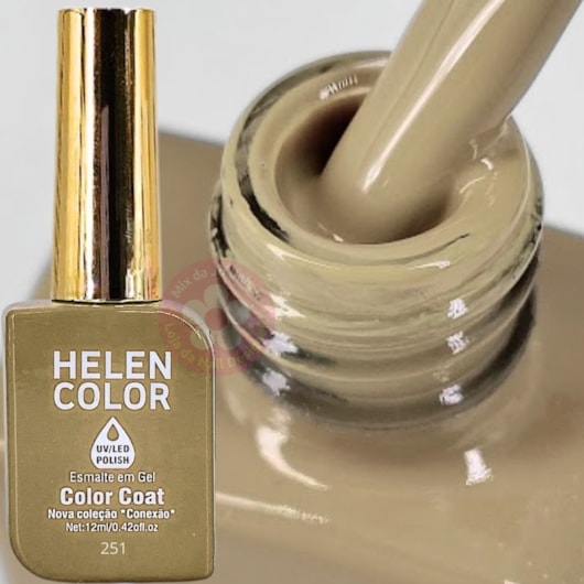 Esmalte em gel Marrom chocolate ao leite 251 Conexão Helen Color para unhas
