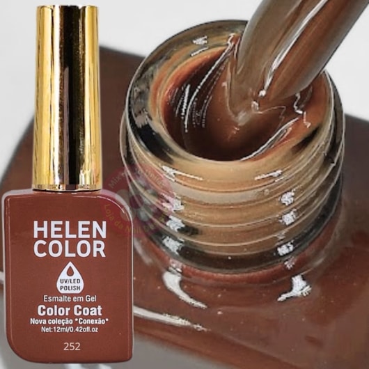 Esmalte em gel Marrom Chocolate ao leite 252 Conexão Helen Color para unhas