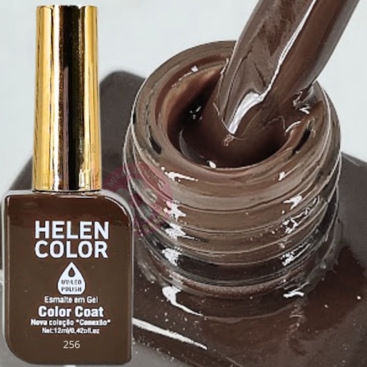 Esmalte em gel Marrom Escuro 256 Conexão Helen Color para unhas