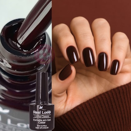 Esmalte em gel Marrom escuro Real Love Linha Classic 8ml 057