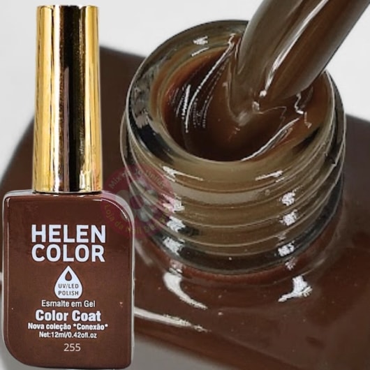 Esmalte em gel Marrom Invernal Helen Color 12ml Conexão 255 para unhas