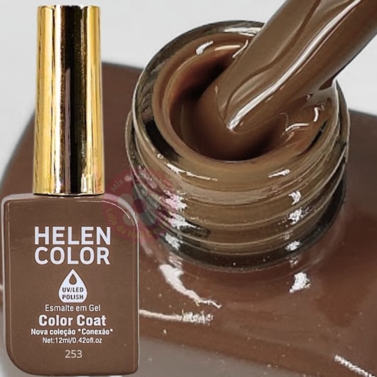 Esmalte em gel Marrom puro Helen Color 12ml Conexão 253 para unhas