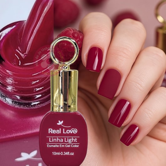 Esmalte em gel Marsala aberto 156 10ml Real Love Chaveirinho para unhas