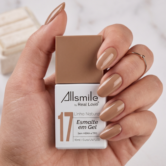 Esmalte em gel Nude Areia Sem TPO AllSmile Real Love 17 para unhas