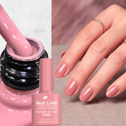 Esmalte em gel Nude Clássico Real Love Linha Classic 8ml 011