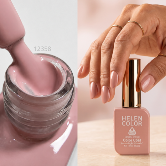 Esmalte em gel Nude Light Helen Color 12ml Conexão 72 para unhas