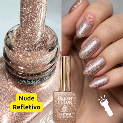 Esmalte em gel Nude refletivo glitter Helen Color 12ml Conexão 38