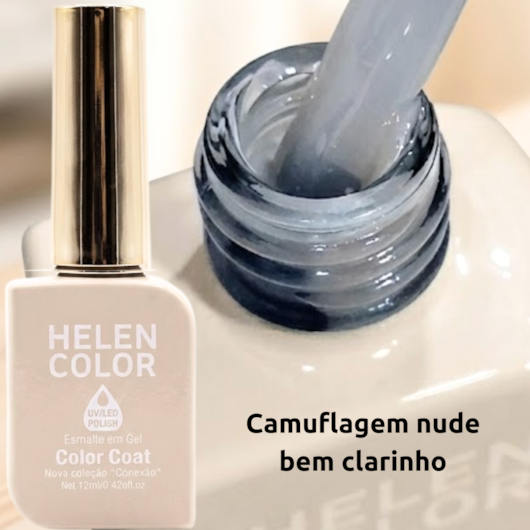 Esmalte em gel Off white Camuflagem nude Conexão 202 Helen Color para unhas