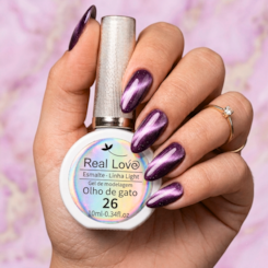 Esmalte em gel olho de gato Real Love Refletivo 26 Roxo Galáxia Magnético Esmalte em gel olho de gato Real Love Refletivo 26 Roxo Galáxia Magnético