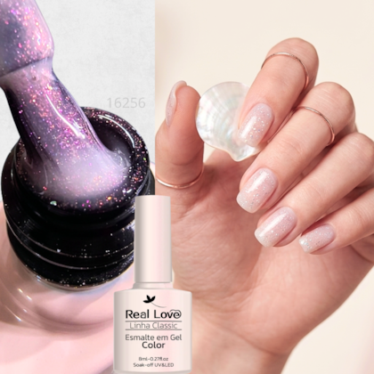 Esmalte em gel Pérola Rosa Real Love Linha Classic 8ml 066