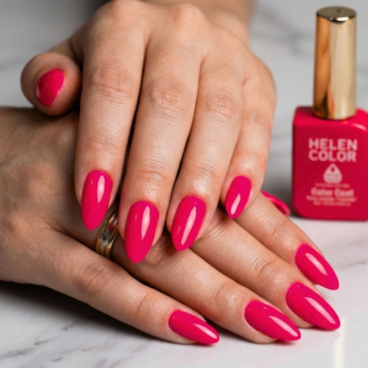 Esmalte em gel Pink Avermelhado Neon Helen Color 12ml Conexão 140 para unhas