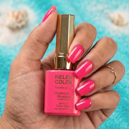 Esmalte em gel Pink Mega Neon Helen Color 15ml Diamond 21