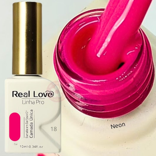 Esmalte em gel Pink neon 18 Linha PRO Real Love para unhas