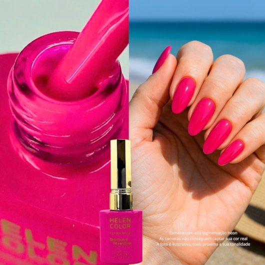 Esmalte em gel Pink Neon 23 Diamond 15ml Helen Color para unhas