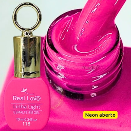 Esmalte em gel Pink Neon claro 118 10ml Real Love Chaveirinho