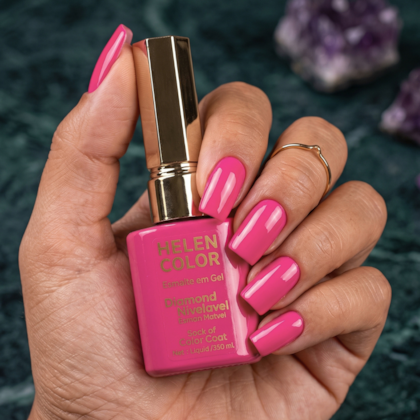 Esmalte em gel Pink Neon Helen Color 15ml Diamond 18