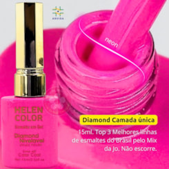 Esmalte em gel Pink neon Helen Color 15ml Diamond 19