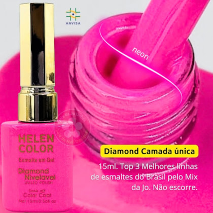 Esmalte em gel Pink neon Helen Color 15ml Diamond 19