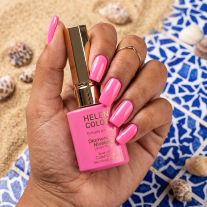 Esmalte em gel Pink neon Helen Color 15ml Diamond 19