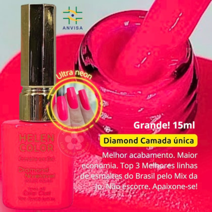 Esmalte em gel Pink Neon Ultra forte Verão 25 Diamond 15ml Helen Color