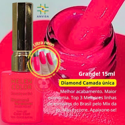 Esmalte em gel Pink Ultra Neon Helen Color 15ml Diamond 22