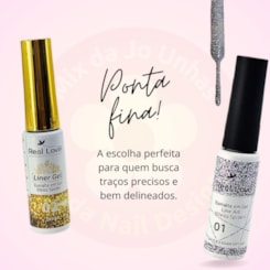 Esmalte em gel ponta fina Liner Refletivo 10ml Real Love Escolha Cor: Prateado 01
