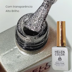 Esmalte em gel Prateado Glitter Helen Color 12ml Conexão 13