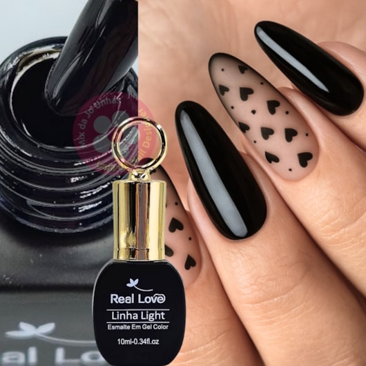Esmalte em gel preto 051 Chaveirinho 10ml Real Love para unhas