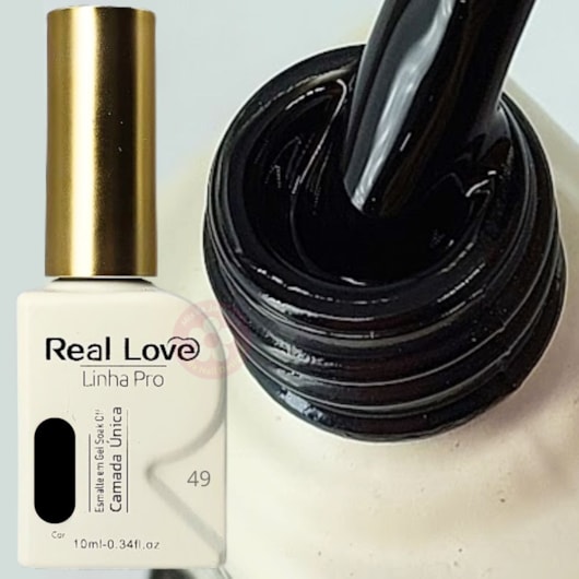 Esmalte em gel Preto 49 Linha PRO Real Love para unhas