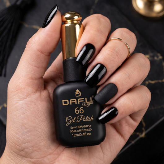 Esmalte em gel Preto 66 Dafu 12ml Infinito Glow para unhas