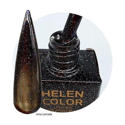 Esmalte em gel Preto Glitter holográfico 15ml Helen Color