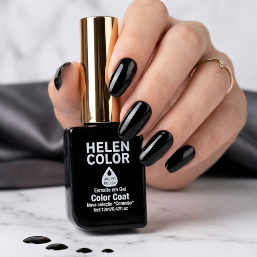 Esmalte em gel Preto Helen Color 12ml Conexão para unhas