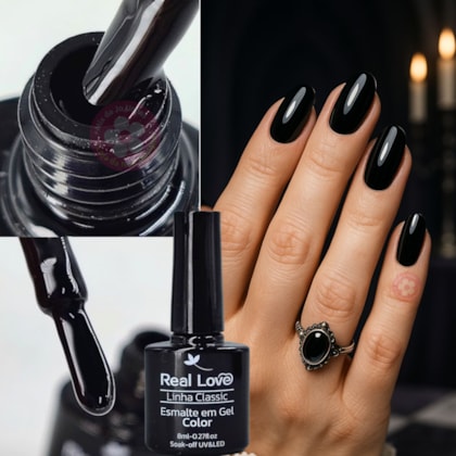 Esmalte em gel Preto Real Love Linha Classic 8ml 051