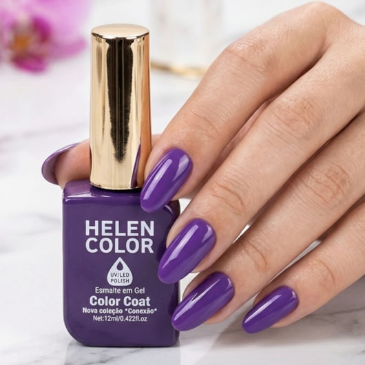 Esmalte em gel Púrpura Helen Color 12ml Conexão Lilás roxo para unhas