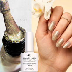 Esmalte em gel Purpurina Dourada Real Love Linha Classic 8ml 064 Esmalte em gel Purpurina Dourada Real Love Linha Classic 8ml 064