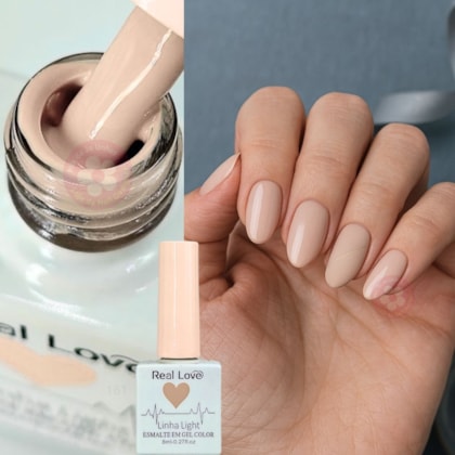 Esmalte em gel Real Love Nude bege neutro 8ml Quadradinho 161