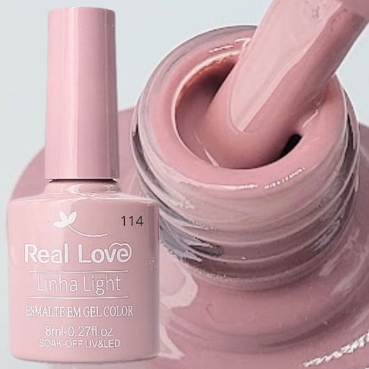 Esmalte em gel Real Love P114 Nude Rose Linha Light para unhas