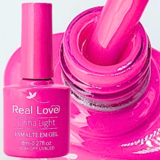 Esmalte em gel Real Love P117 Pink Barbie Linha Light para unhas