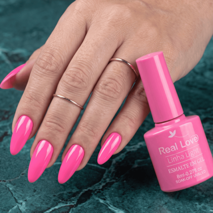 Esmalte em gel Real Love P118 Pink Neon Ultra Linha Light