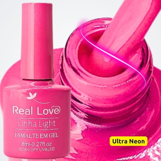 Esmalte em gel Real Love P118 Pink Neon Ultra Linha Light para unhas